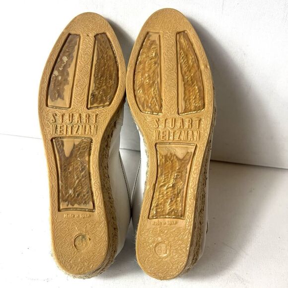 Stuart Weitzman Womens 8.5 N Leather Espadrille Casual White Loafer Slip On Shoe - Picture 11 of 11